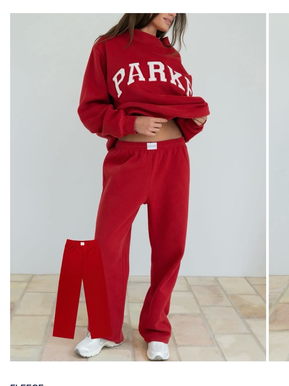 PARKE Women’s Fleece Boxer Sweatpants- Crimson